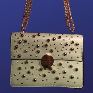 Topshop studded PU leather convertible shoulder bag handbag, sage green, NWOT